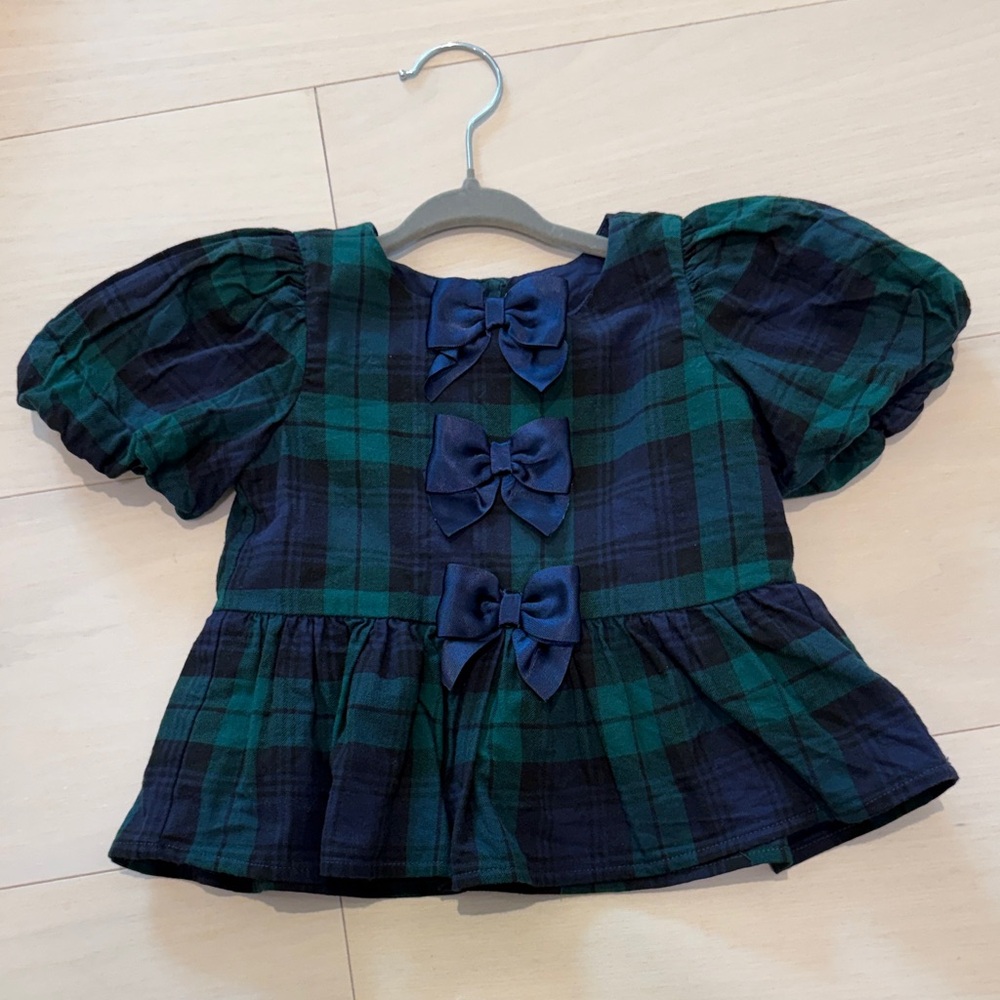 Janie and Jack baby girl Puff Sleeve Top with Bow Accents 2T